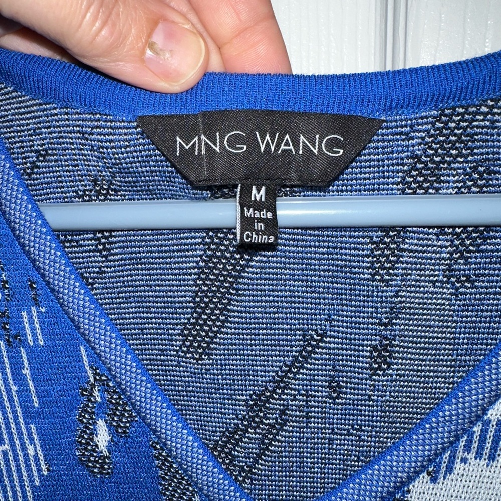 Ming Wang Blue Black Gray Abstract Midi Dress - Picture 2 of 9
